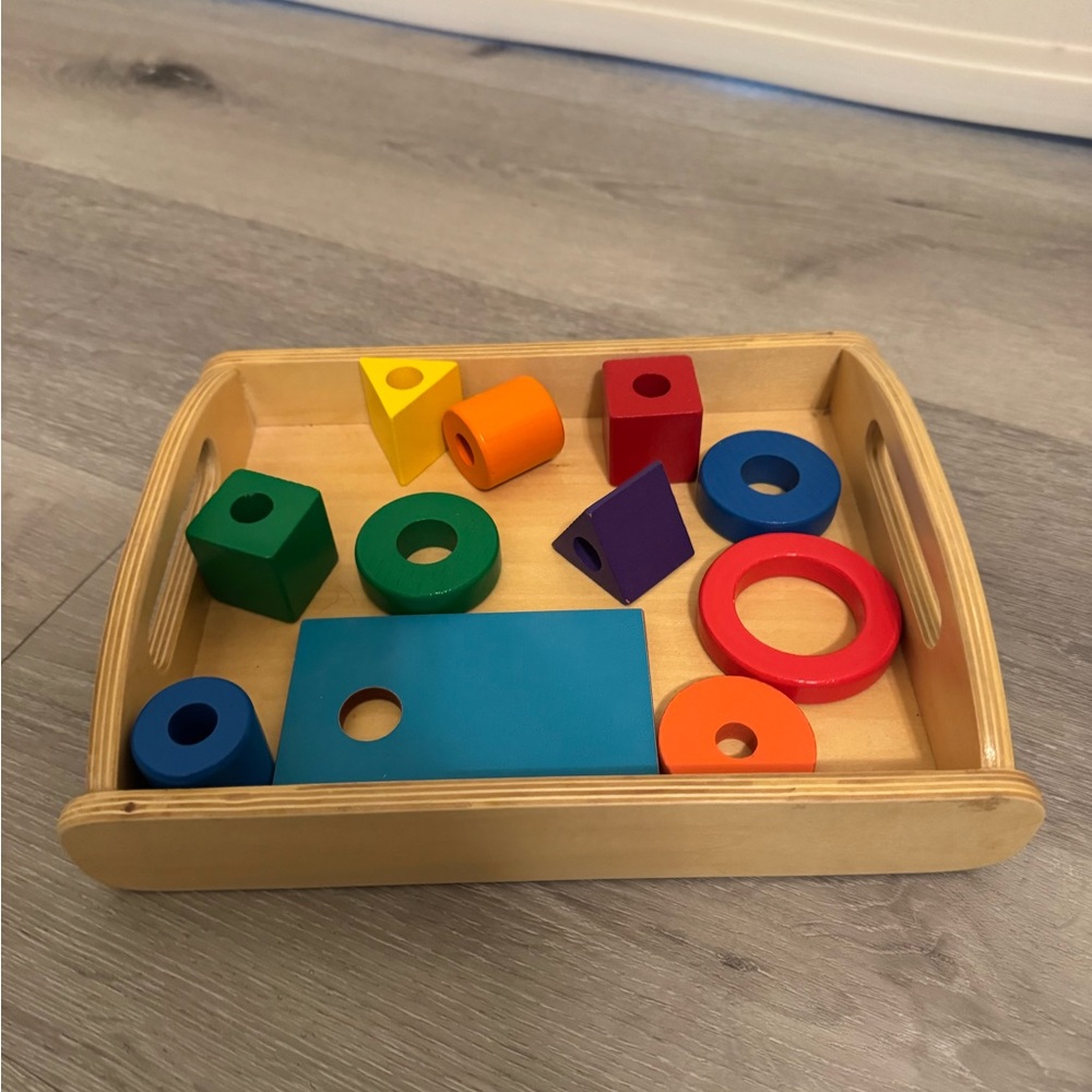 Monti Wooden Montessori toy set of 12 - shape & Color Natural Multi-color - Picture 12 of 14